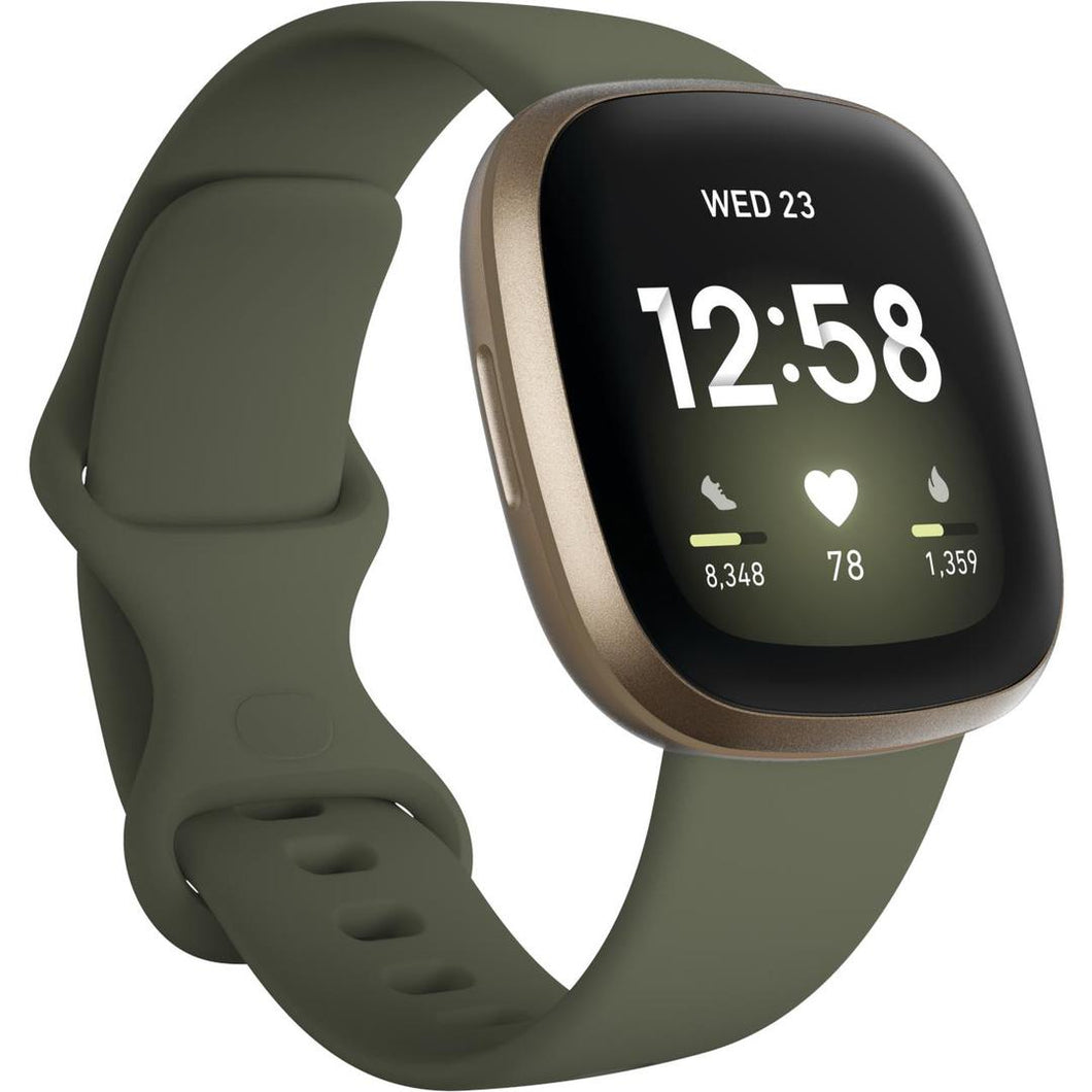 Fitbit Versa 3 Smartwatch - Olive / Soft Gold