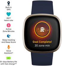 Load image into Gallery viewer, Fitbit Versa 3 Smartwatch - Midnight / Soft Gold
