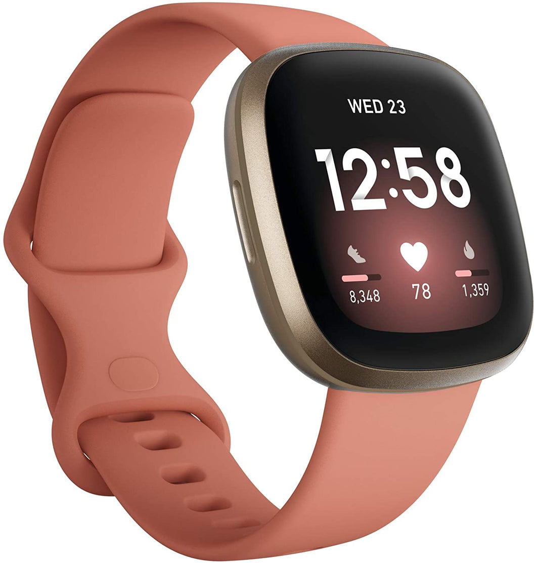 Fitbit Versa 3 Smartwatch - Pink Clay / Soft Gold