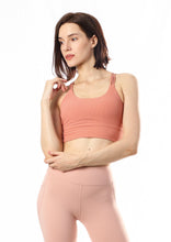 Load image into Gallery viewer, Aminta Twisted Knot Ribbed Sports Bra - Peach

