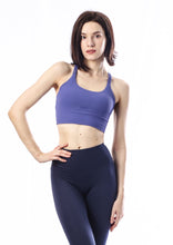 Load image into Gallery viewer, Aminta Twisted Knot Ribbed Sports Bra - Violet
